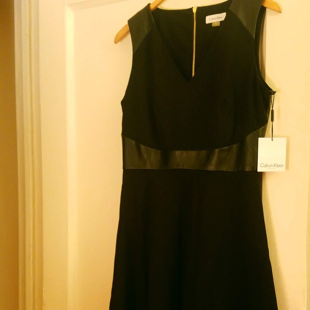 Calvin Klein Dress w/leather inlay